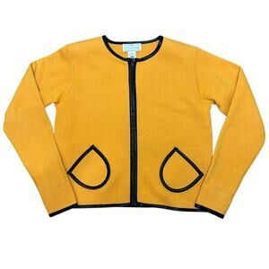 Doncaster 100% Boiled Wool Jacket Blazer Cardigan Gold Yellow Black size Small